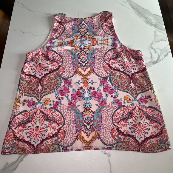 TABITHA WEBB Womens Pink Floral Print Sleeveless Flowy Top V Neck XL Blouse NEW - Picture 8 of 9
